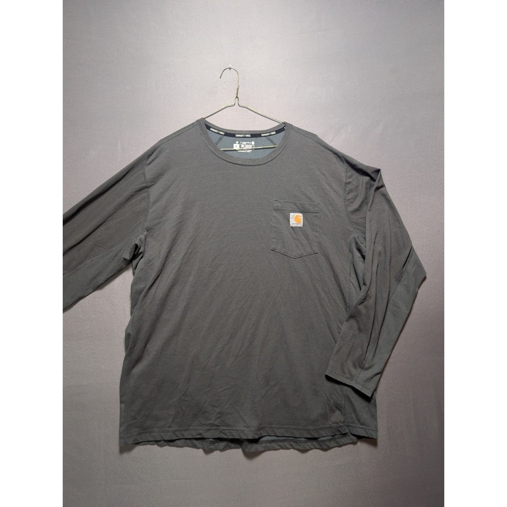 Carhartt Force Shirt Mens XL Charcoal Gray Relaxed Fit Sweat Wicking Long Sleeve